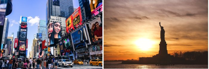 Times Square and The Statue Of Liberty